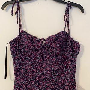 Flower patterned slip dress with bustier style top